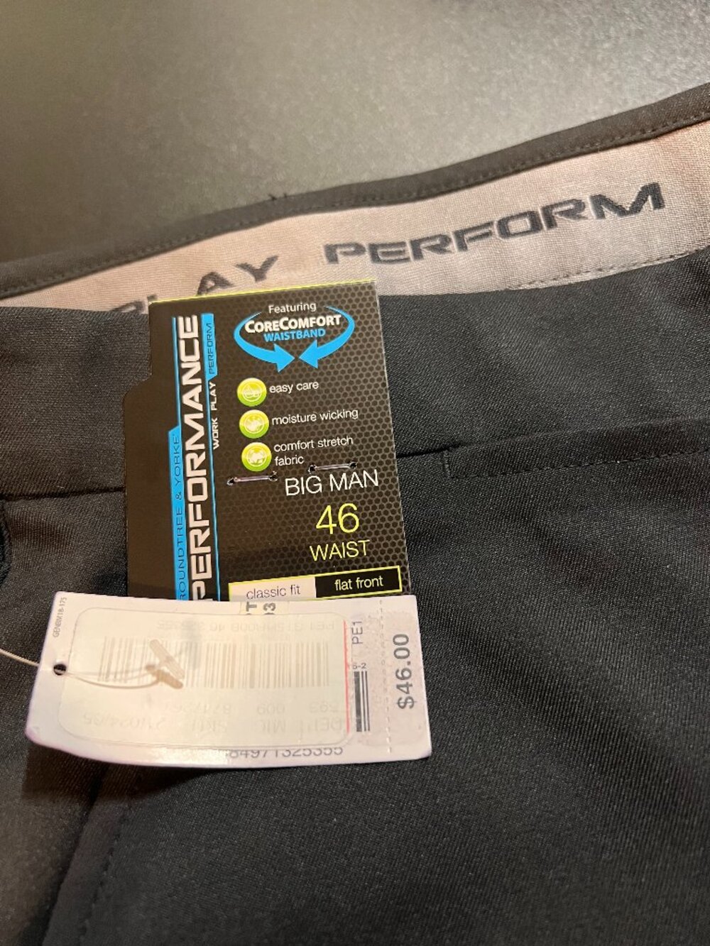 NWT Roundtree & Yorke Performance Golf Shorts Big Man Flat Front Black 46